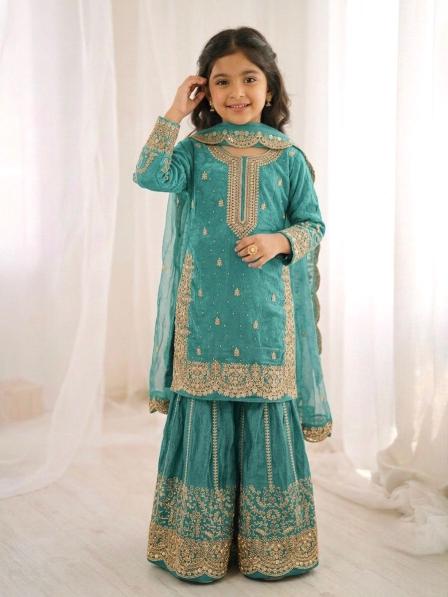 Kids Ethnic Wear ZSR 3169 Fendy Silk Rama Blue Mumbai wholesale kids fashion